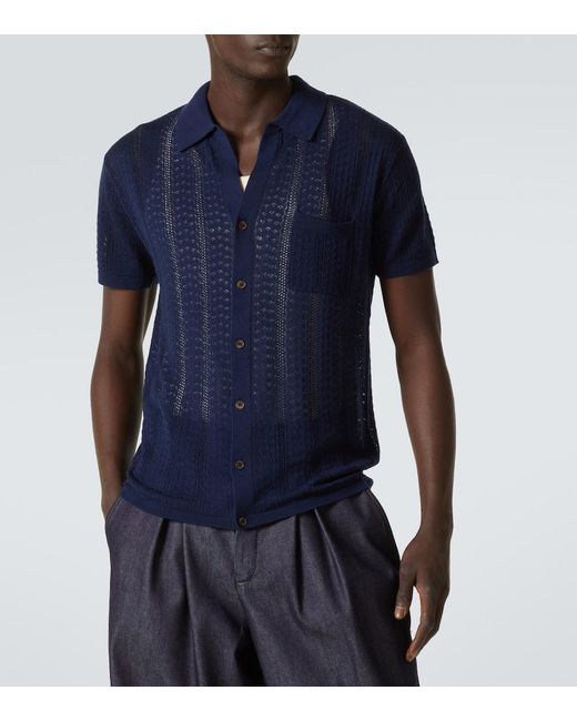 King & Tuckfield Blue Knitted Wool Shirt for men