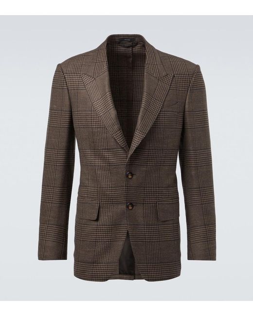 Tom Ford Brown Shelton Wool, Silk, And Linen Blazer for men