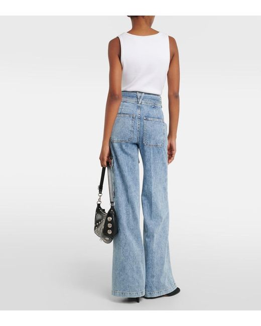 Veronica Beard Blue Belisa High-Rise Cargo Jeans