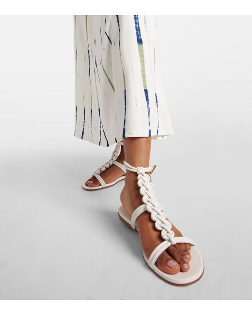 Gianvito Rossi White Capua Braided Leather Gladiator Sandals