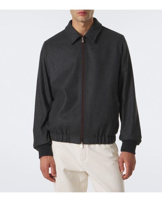 Fedeli Black Cashmere Blouson Jacket for men