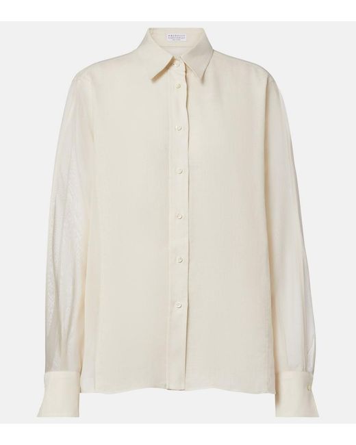 Brunello Cucinelli White Linen Shirt