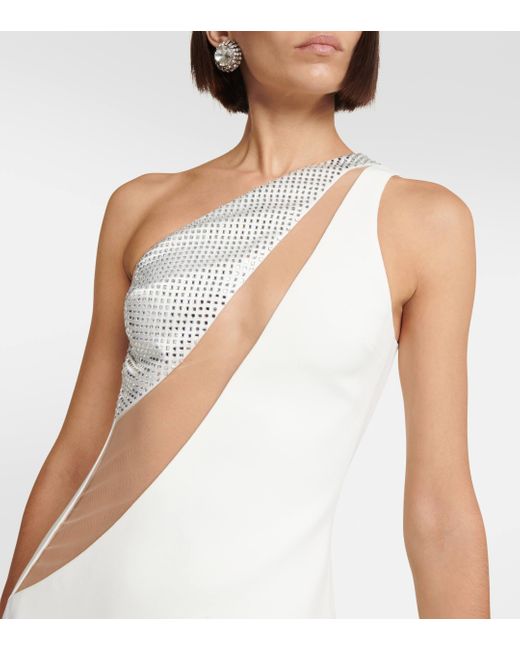 David Koma White Embellished One-shoulder Mini Dress