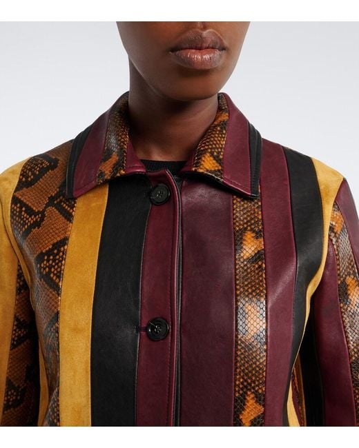 Proenza Schouler Brown Sirine Snake-Effect Striped Leather Jacket