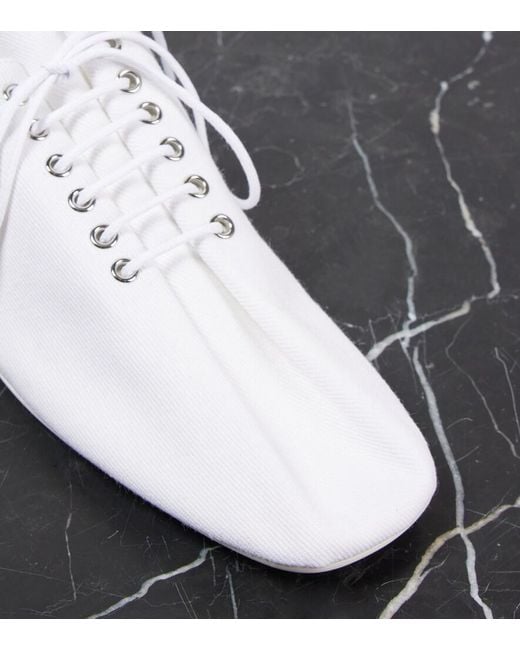 Totême White Canvas Lace-Up Flats