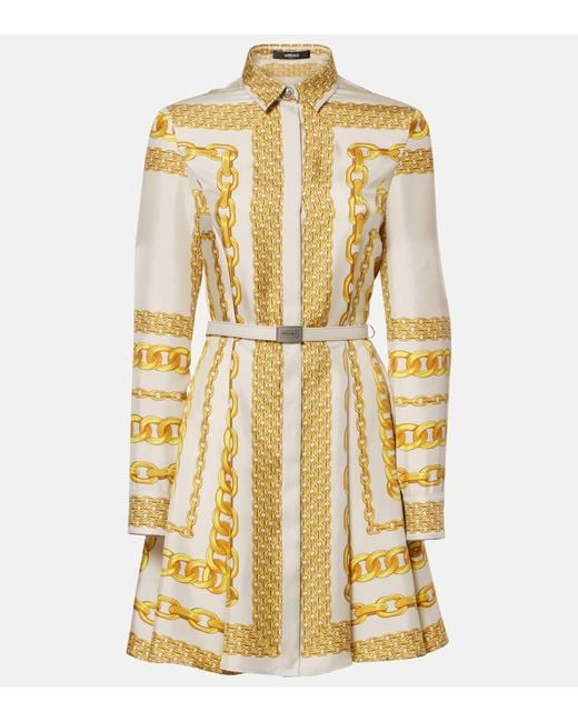 Versace Metallic Treasure Silk Twill Shirt Dress