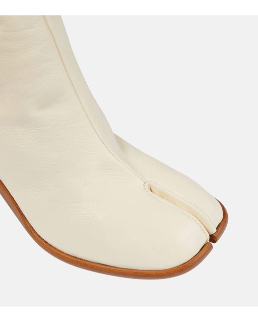 Maison Margiela Tabi Leather Knee-High Boots in White | Lyst