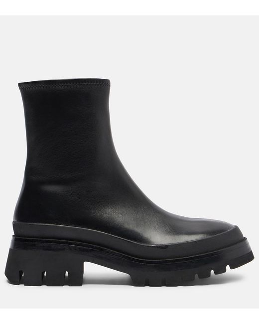 Khaite Black Fallon 35 Leather Ankle Boots