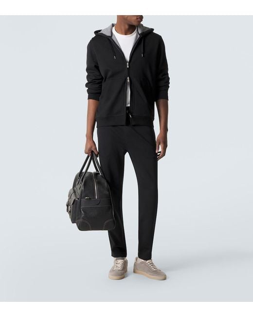 Brunello Cucinelli Black Cotton-Blend Hoodie for men