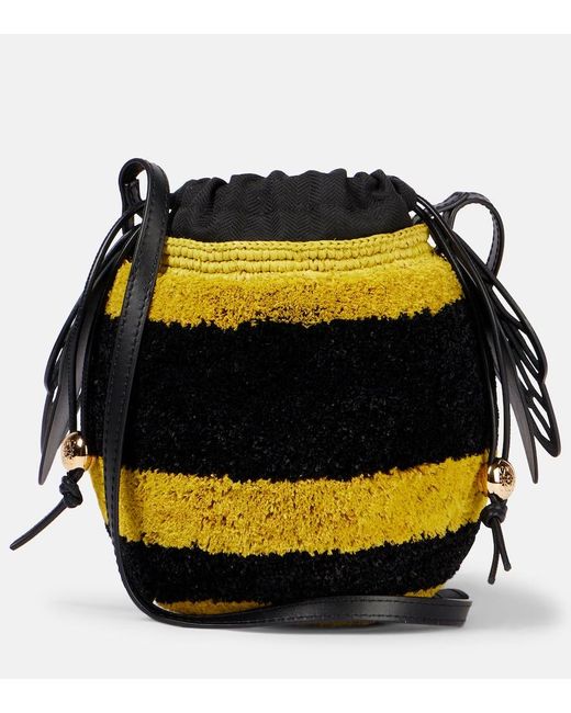 Bolso Cruzado Paula's Ibiza Bee De Rafia Loewe de color Yellow