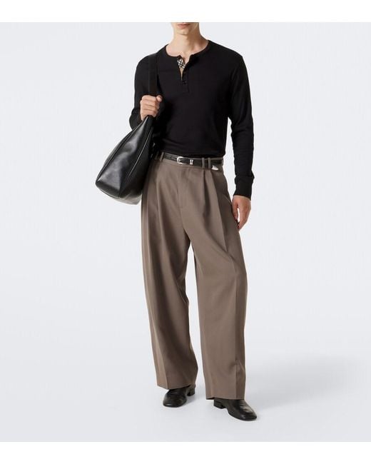 Burberry Black Cotton Henley Shirt for men