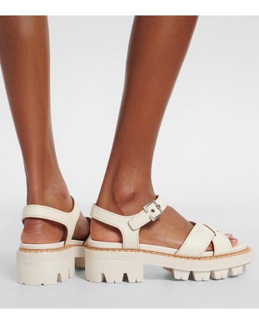 Prada Natural Leather Sandals