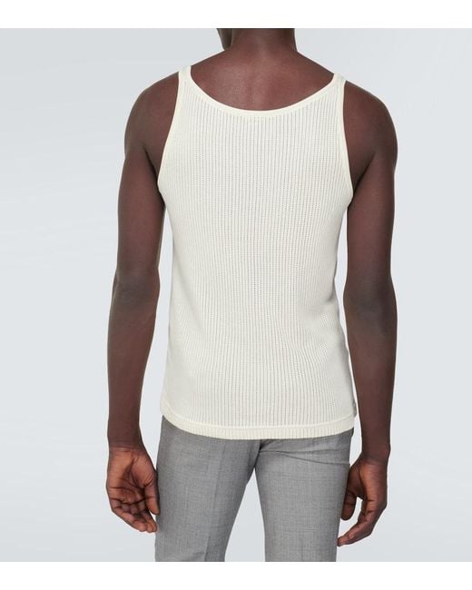 Tom Ford White Pointelle Silk Tank Top for men