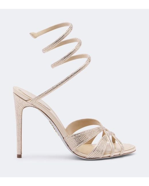 Rene Caovilla Metallic Margot Embellished Satin Sandals