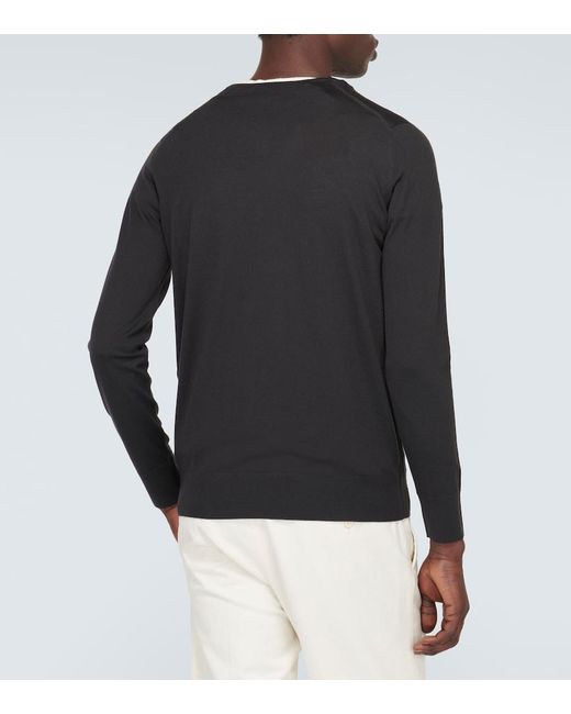 Loro Piana Black Knitted Virgin Wool Top for men