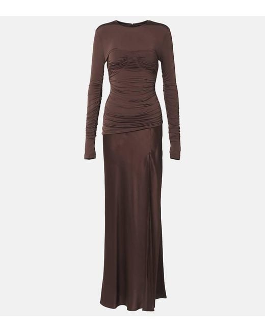 Vestido Largo Alessia De Jersey Y Saten Sir de color Brown