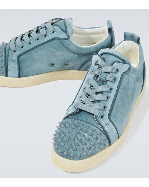Christian Louboutin Sneakers Louis Junior Spikes aus Veloursleder in Blue für Herren