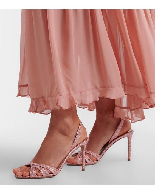 Aquazzura Pink Tati Canvas Slingback Sandals