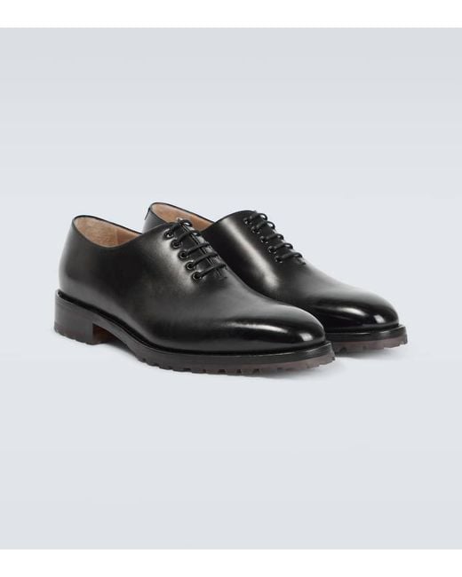 Manolo Blahnik Black Newley Leather Oxford Shoes for men