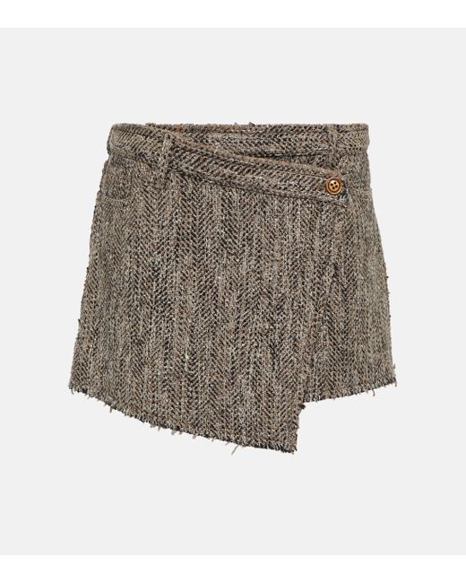 Acne Gray Herringbone Wrap Miniskirt