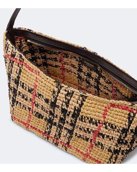 Burberry Metallic Margate Mini Raffia Shoulder Bag