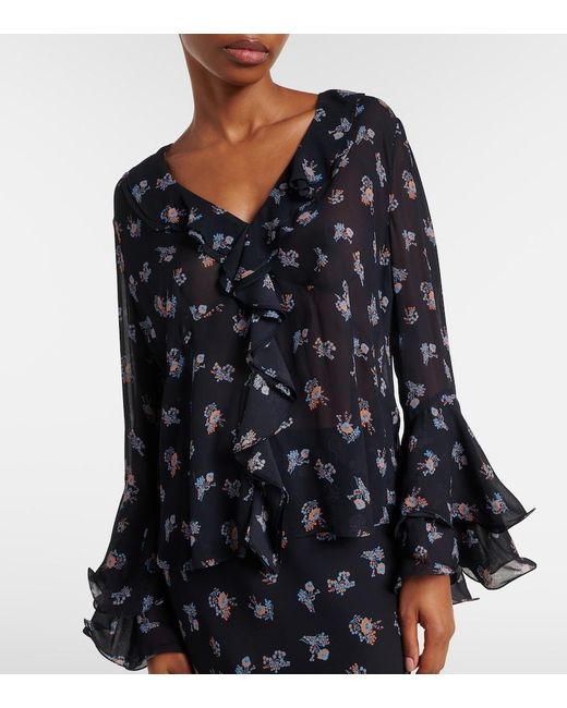 Dorothee Schumacher Black Airy Daydream Floral Georgette Blouse