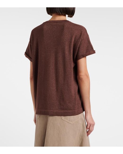 Brunello Cucinelli Brown Cashmere And Silk-Blend Lame Sweater