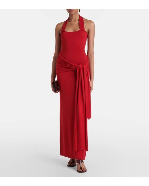 Robe Longue En Soie Et Coton AYA MUSE en coloris Red