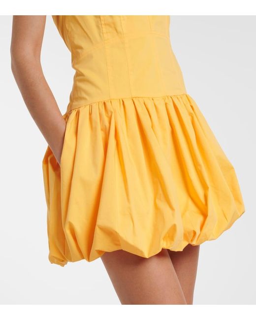 Jonathan Simkhai Yellow Brooke Gathered Cotton-Blend Minidress