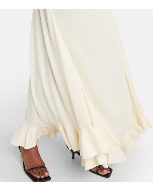 Proenza Schouler White Ruched Crepe Maxi Dress