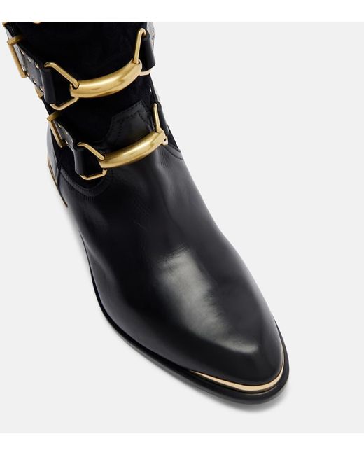 Isabel Marant Black Westernstiefel Mexia Aus Veloursleder Und Leder