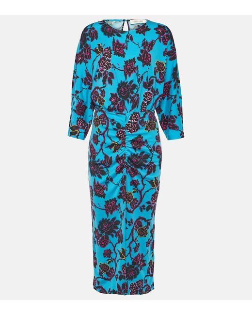 Vestido midi Chrisey floral Diane von Furstenberg de color Blue