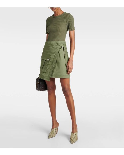 Veronica Beard Green Asymmetric Cotton-blend Miniskirt