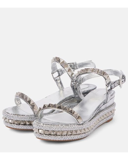 Christian Louboutin Espadrille-Wedges Pyraclou 60 Aus Metallic-Leder