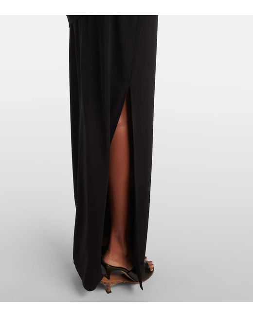 Jacquemus Black Peplo Draped Jersey Maxi Dress