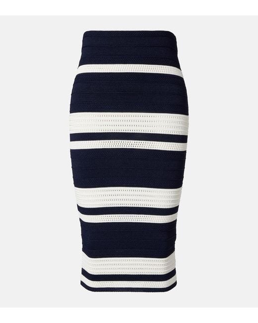 Falda Tubo De Punto A Rayas Ralph Lauren de color Blue