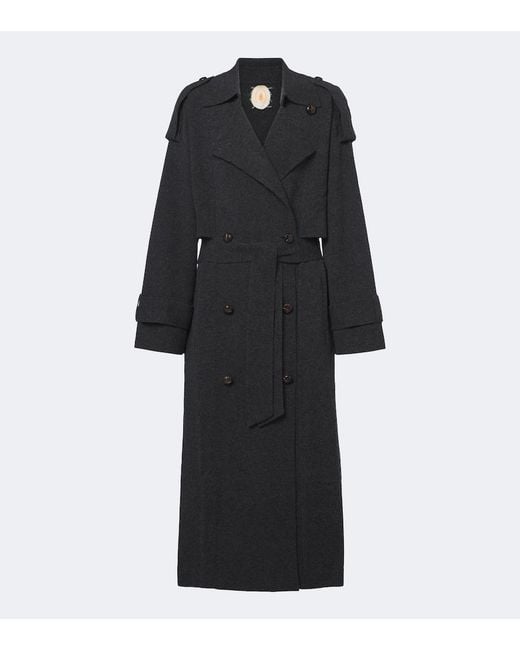 Jardin Des Orangers Black Belted Double-Breasted Wool And Cashmere Coat