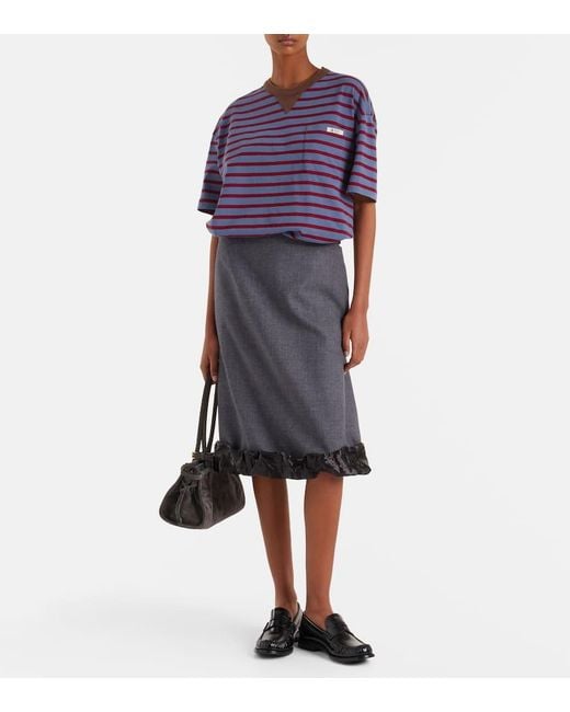 Prada Blue Striped Cotton Jersey T-Shirt