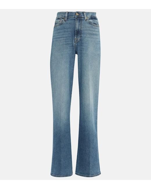 7 For All Mankind Blue High-Rise Wide-Leg Jeans Lotta Luxe Vintage
