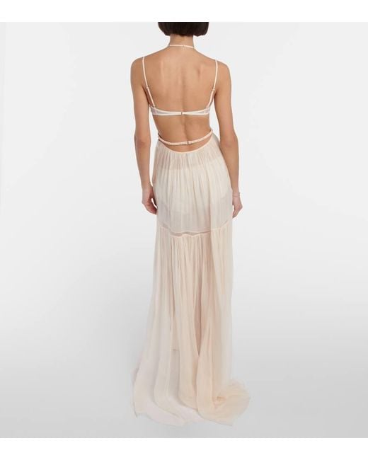 Vestido De Novia En Gasa De Seda Nensi Dojaka de color White