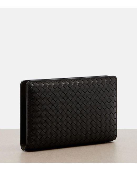 Bottega Veneta Black Agenda Intrecciato Leather Clutch