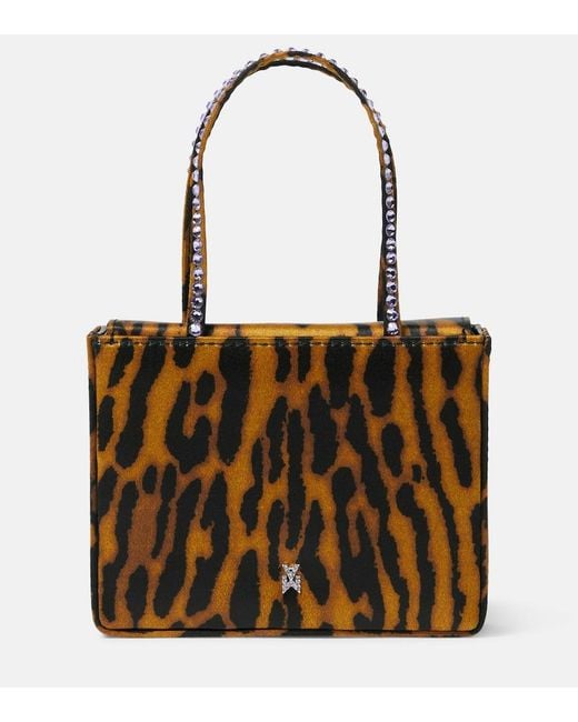 AMINA MUADDI Brown Superamini Leopard-Print Satin Tote Bag