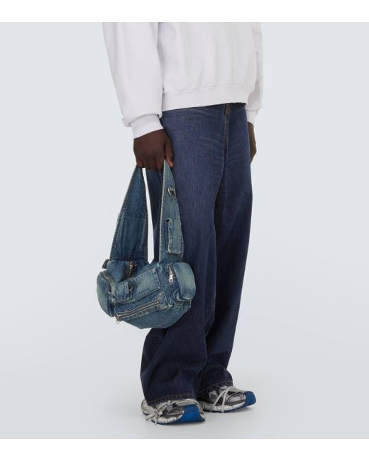Balenciaga Blue Superbusy Sling Small Denim Shoulder Bag for men