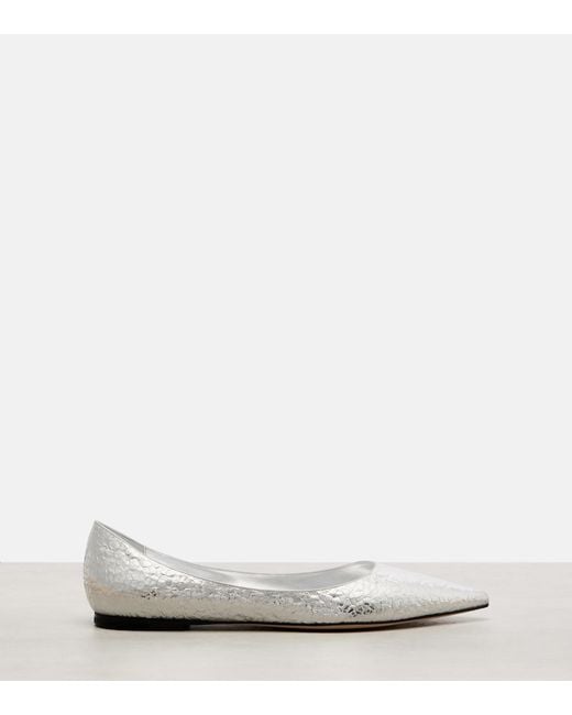 Jimmy Choo White Love Ballet Flats