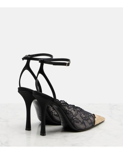 Jimmy Choo Black Faiz 100 Leather-Trimmed Lace Pumps