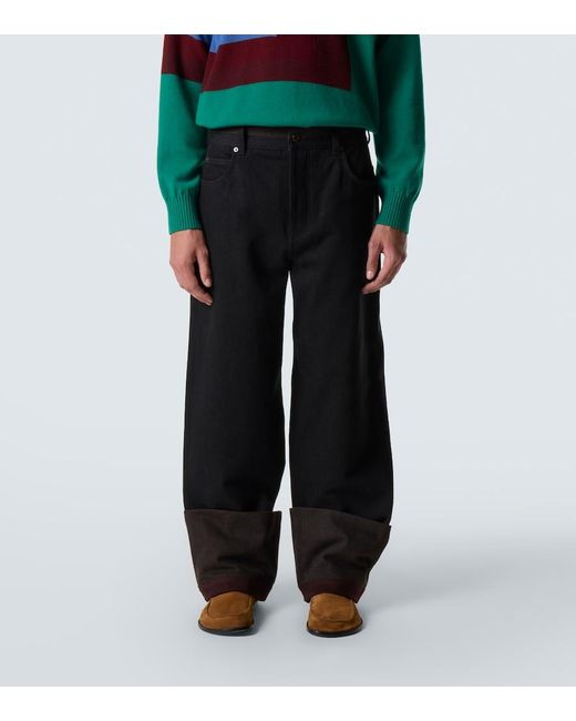 Loewe Black Colorblocked Wide-Leg Jeans for men