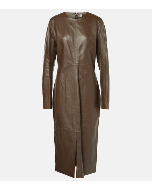 Totême  Brown Midikleid Aus Leder
