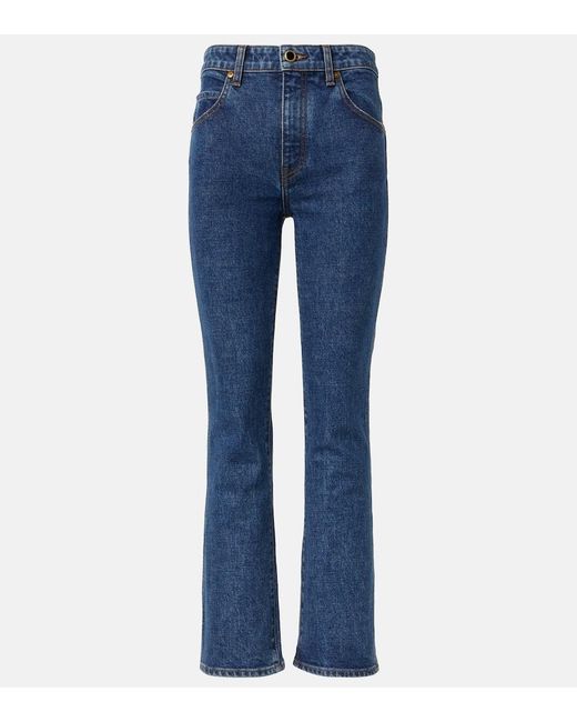 Khaite Blue Vivian Cropped Bootcut Jeans