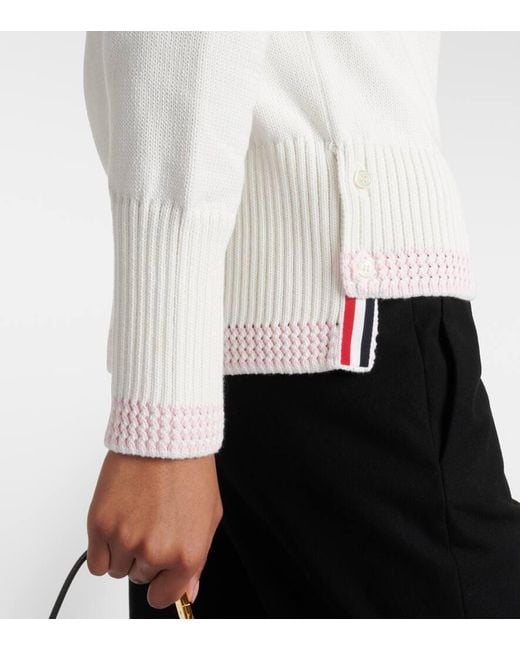 Thom Browne White 4-bar Cotton Sweater