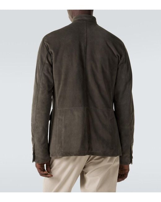 Eleventy Green Suede Jacket for men